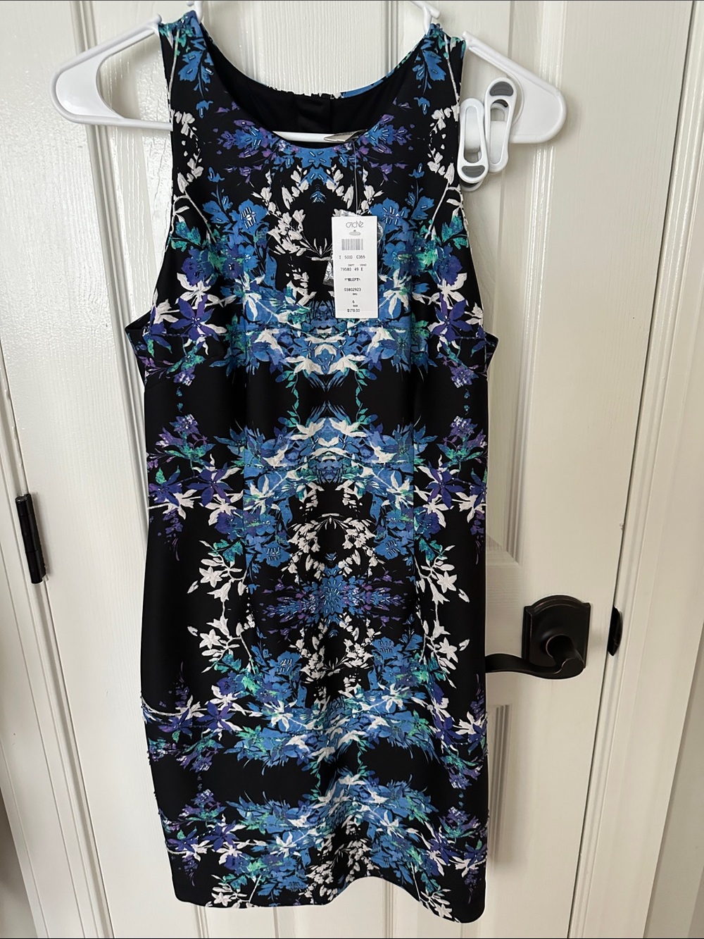 Cache Black Mini Dress with Blue & Teal Floral Print